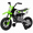 Green, variant on 24V Kids Ride-On Motorcycle with Training Wheels, Dual Motors, 2-4 MPH Twist-Grip Throttle, Rear Suspension, Bluetooth Music, Battery Display, Motocross Style Electric Motorbike, Ages 3-8, Blue