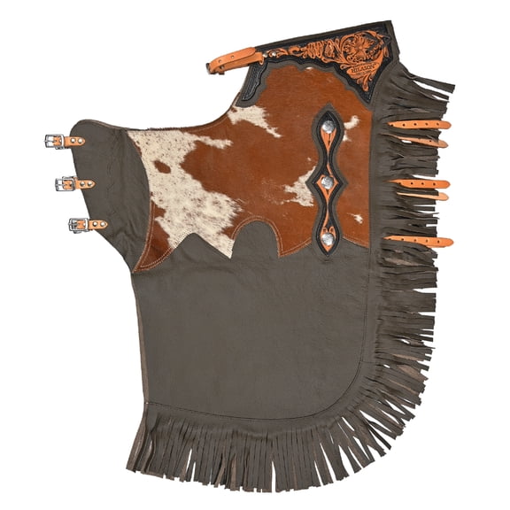 Hilason Western Adult Pro Rodeo Bronc Bull-Riding Leather Chinks Chaps Black