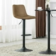 thumbnail image 5 of Okeysen Bar Stools Set of 2 Leather Counter Height Adjustable Swivel Armless Dining Chairs Mid Backs Metal Base for Pub Kitchen, Brown, 5 of 7