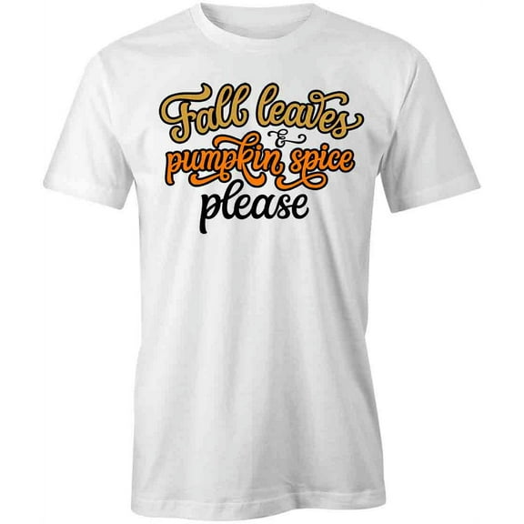 Fall Leaves and Pumpkin T-Shirt | Cool Fall White Tee Gift