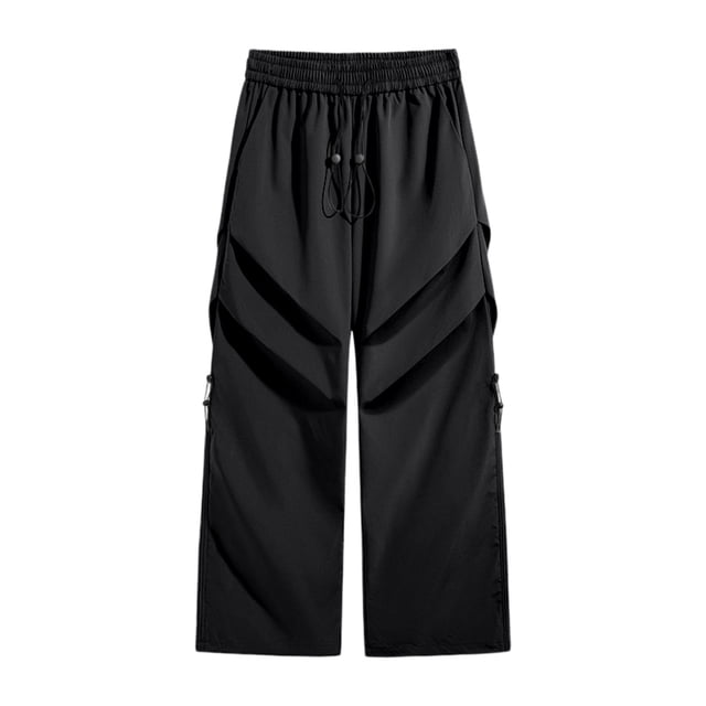 Pantalon Décontracté à Coupe Ample et Jambe Droite pour Tous les Jours avec Design Plissé, Adapté à la Mode de Rue Extérieure d'Automne et au Style Polyvalent