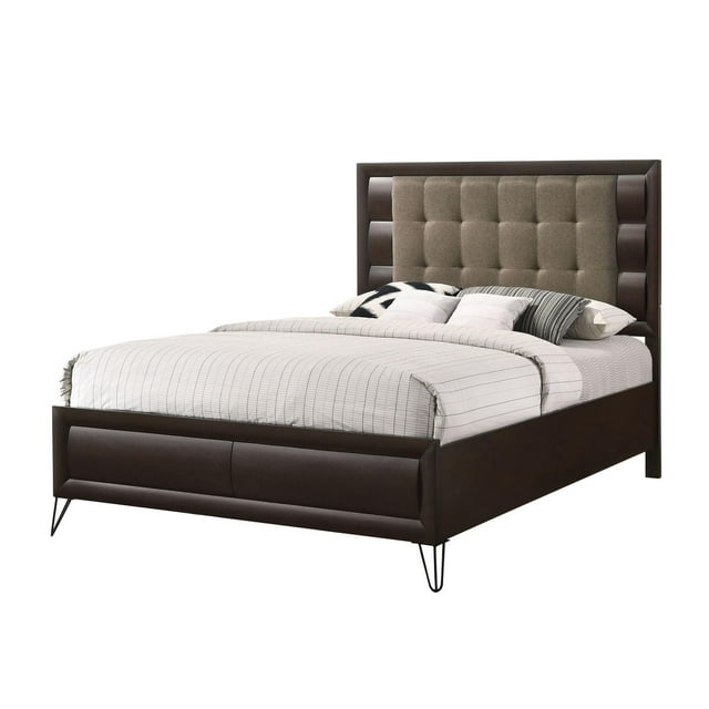ACME Tablita Eastern King Bed in Fabric & Dark Merlot