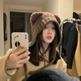 thumbnail image 6 of 2PCS Ear Lace Up Winter Hat Women Solid Color Bear Decor Knitted Daily Accessories, 6 of 7
