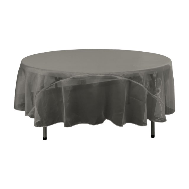 LA Linen Sheer Mirror Organza - Mantel redondo de 90 pulgadas, negro LA Linen TCOrgz90R_BlackO24