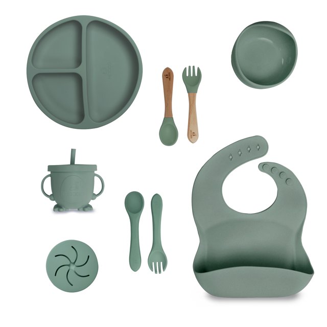 Set de Alimentación para bebé KIDDOS Plato Vajilla Silicona Color verde