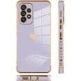 thumbnail image 4 of Compatible with Samsung Galaxy A53 5G Case Love Heart Plating Electroplate Luxury Elegant Case Camera Protector Soft TPU Shockproof Protective Back Cover Galaxy A53 5G Case -Purple, 4 of 10