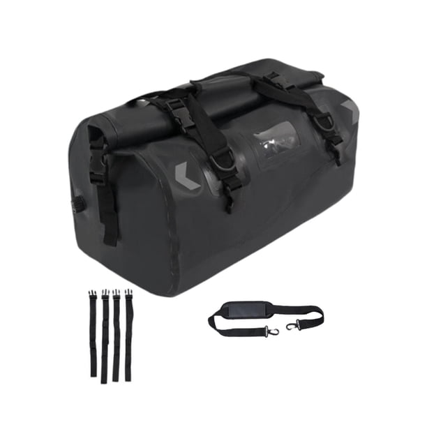 Bolsa trasera para motocicleta, mochila ligera, bolsa de lona, bolsa para asiento trasero de motocicleta Negro 46L