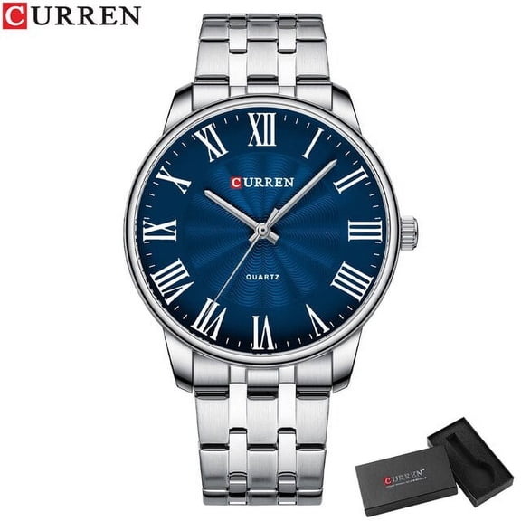 Curren New Simple Style Stainless Steel Wristwatches For Men Luxury Brand Business Quartz Watch With Roman Numbers - Quartz Wristwatches
