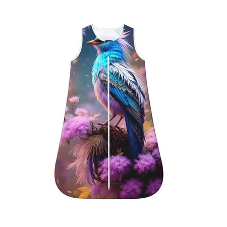 

Honeii Beautiful Flower Blue Bird Print Unisex Babies Sleepbag Wearable Blanket Baby Sleeveless Sleeping Bag-X-Large