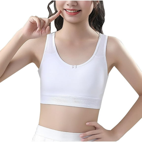 YABCSAZ Girls' Bras Cotton Training Bra Sports Bra Soft Comfort Seamless Underwear Big Girls Solid Color Student Bralette Pull-on Design Tank Tops Girl Teens Bras Size L