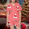 thumbnail image 2 of WEAIXIMIUNG Matching Christmas Pajamas Children's Christmas Print Short Sleeve Shorts Cardigan Children's Pyjamas Two Sets, 2 of 4