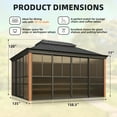 thumbnail image 2 of Hommow 12'*14' Sunroom, with Front Door, Side Entrance, Galvanized Steel Double Top, Wood Grain Appearance, Aluminum Alloy Frame, Solarium Backyard Sun Room, 2 of 9