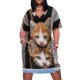 thumbnail image 1 of Vestido holgado con bolsillos y diseño de gatitos en una ventana vintage azul, ropa de mujer, novedades 2025, vestido largo de verano para mujer, 1 of 7