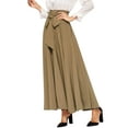 thumbnail image 5 of Nlife Women High Waist Maxi Skirt Tie Front A-Line Pleated Flowy Elegant Long Skirts with Zipper, 5 of 6