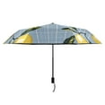 thumbnail image 3 of Blue Plaids Lemons Leaves Vintage Style All Weather Umbrella Triple Folding Parasol 6 Ribs UV Protection Portable, 3 of 8