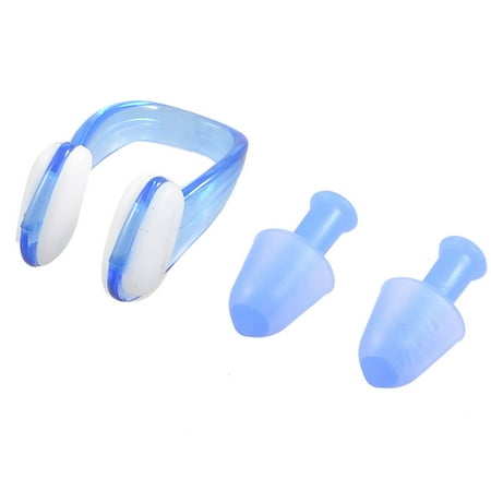 Unique Bargains Unique Bargains Protective Blue Plastic Nose Clip + Silicone Earplugs Set