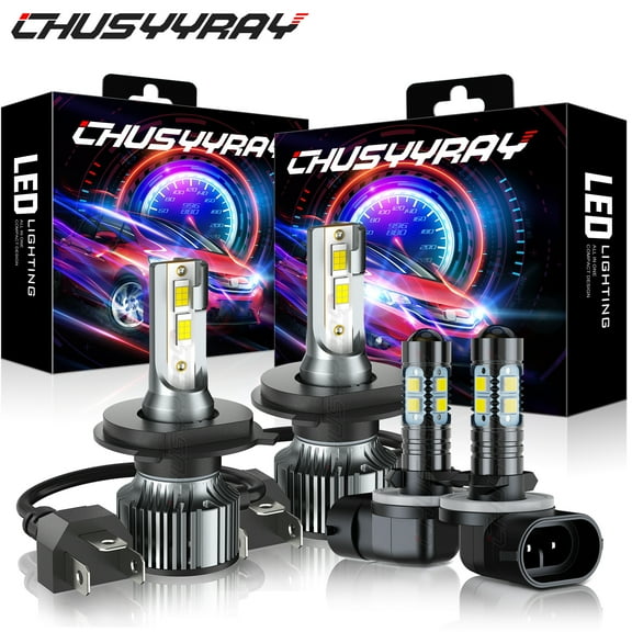 For Kia Soul 2010 2011 4Pcs LED Headlight Hi&Lo Beam  Fog Light Bulbs Combo 6500K White Super Bright