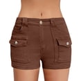thumbnail image 6 of Qgtaibl Womens Cargo Denim Shorts High Waisted Button Casual Jean Shorts with Multi Pockets Summer Lightweight Straight Leg Mini Jorts Brown L, 6 of 8