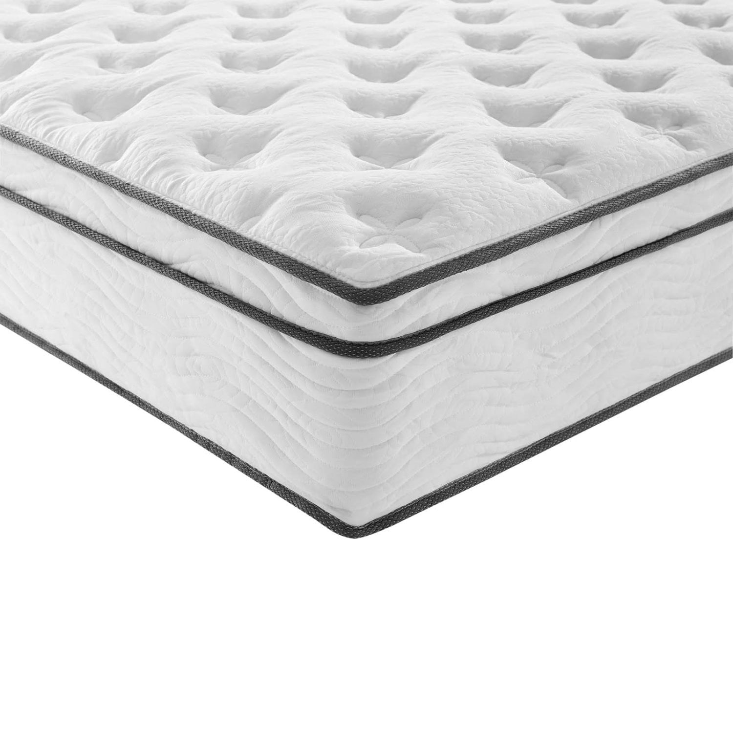 14inch Mattress, Innerspring, King Size, White, Fabric, Bedroom, Modern Contemporary HB35139