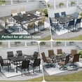 thumbnail image 6 of 6-person 60" Long Rectangular Steel Outdoor Dining Table with Umbrella Hole, 6 of 7