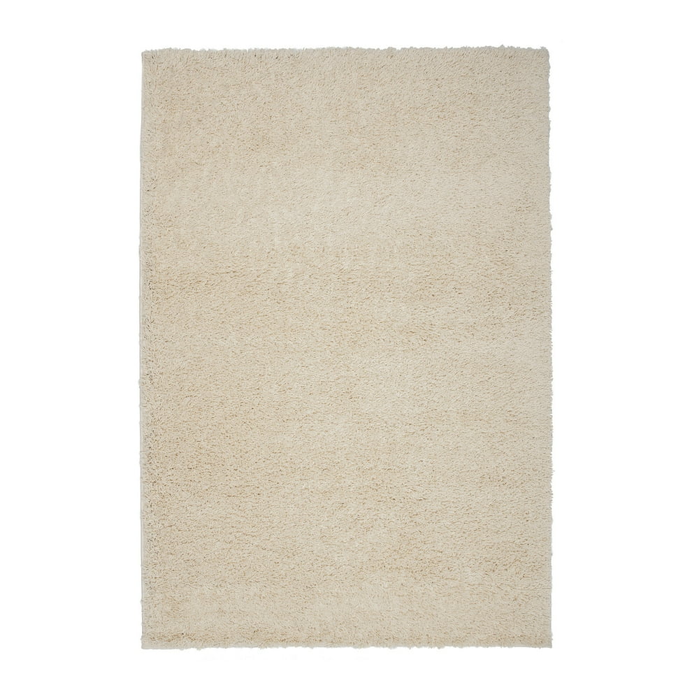Contemporary Solid Color Shag Cream 5'x7' Area Rug