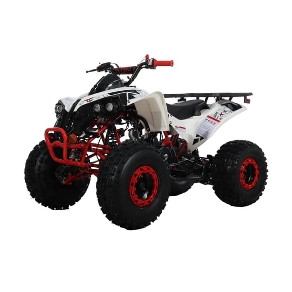 X-Pro Storm 125cc ATV Gas Powered Teen Quad, Automatic D-N-R Transmission with Reverse, 119.6cc 4-Stroke Engine, Remote Kill Switch, LED Headlight, 19/18 Tires (Black/Red)