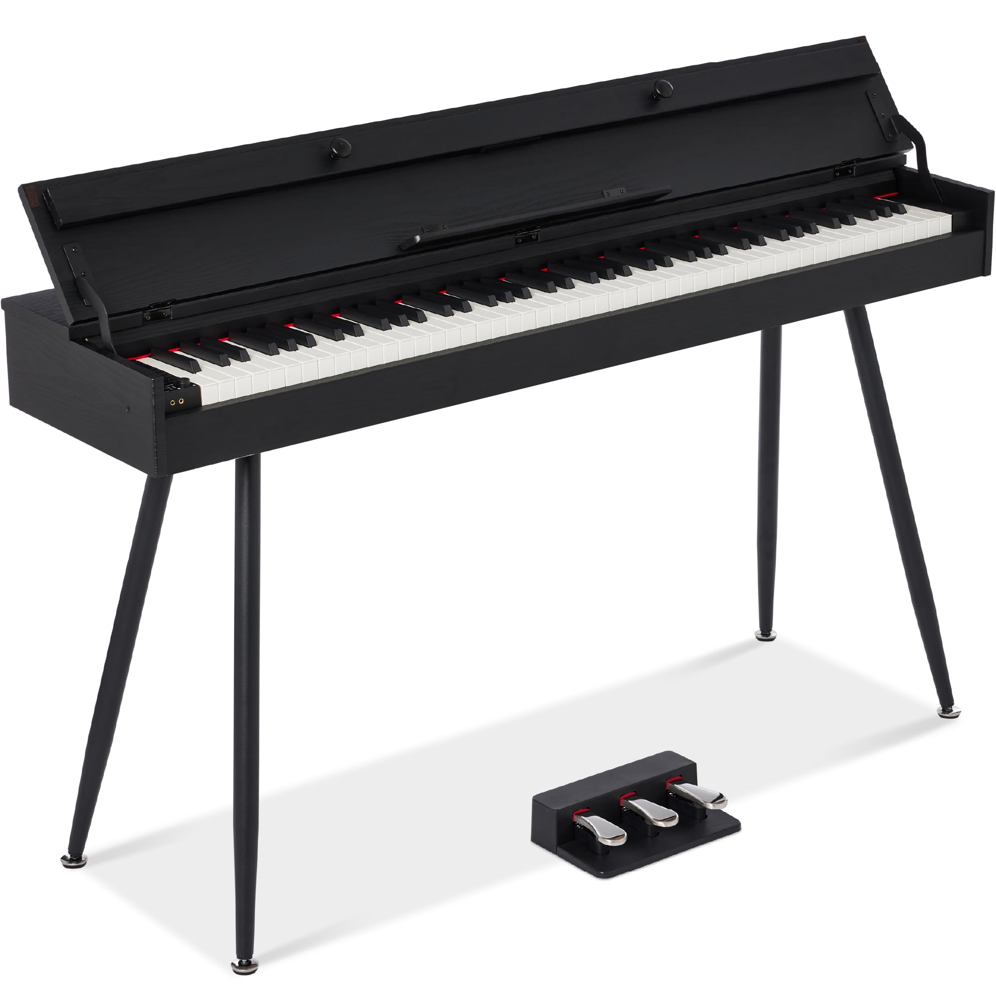 Best Choice Product Modern 88 Key Fully Weighted Desk Style Digital Piano w/ Metal Legs, 3 Sustain Pedal - Black