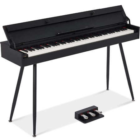 Best Choice Product Modern 88 Key Fully Weighted Desk Style Digital Piano w/ Metal Legs, 3 Sustain Pedal - Black