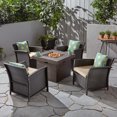 thumbnail image 2 of GDF Studio Raina Outdoor Wicker 5 Piece Club Chair and Fire Pit Set with Cushion, Brown and Tan, 2 of 13