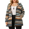 Agnes Orinda Juniors' Plus Size Hoodies Zip Up Knit Stripe Long Sleeve Boho Jackets
