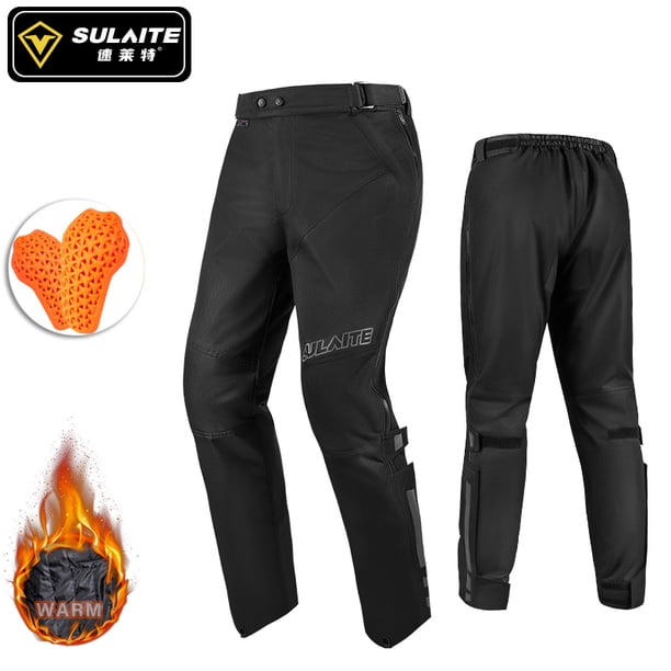 SULAITE-pantalones de motocicleta para hombre, pantalones de liberación rápida, cálidos, de despegue rápido, protectores de CE integrados, impermeables, de invierno