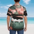 thumbnail image 4 of Gukieu Black Cat Pink Bathroom Print Men's Short-sleeved Shirts, Button-down Lapel Hawaiian Shirts, T-shirts, Beach Vacation Summer Casual Wear,Medium, 4 of 7
