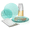 COASTAL-Clear Blue, variant on " OCCASIONS " 200 Pcs set (25 Guests)-Wedding Disposable Plastic Plates & cutlery - 25 x 10.25'' + 25 x 7.5'' +paper napkins, Gold rim cups & Silverware (Coastal Plain Clear)
