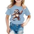 thumbnail image 1 of T-shirts pour Filles Imprimés Manches Courtes Col Rond Vêtements d'Été Mignons pour Petites Filles 10-11 Ans, 1 of 4