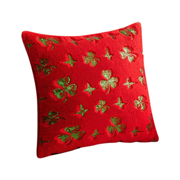 Xihbxyly Funda de Almohada Del Día de San Patricio, Diseño de Purpurina Verde, Tacto Lujoso de Terciopelo, Cojín Cómodo y Acogedor, Decoración Del Hogar, Versátil para Sofá o Cama, Tamaño 45 X 45 Cm
