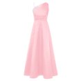 thumbnail image 3 of TiaoBug Girls' Sleeveless One Shoulder Rhinestone Satin Long Dress for Wedding Party Pageant Gown Pink 16, 3 of 5