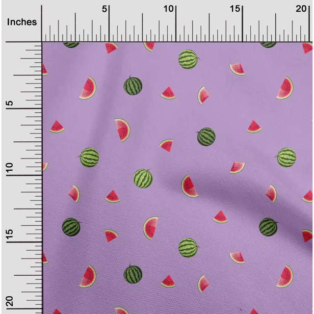 oneOone Cotton Flex Fabric Watermelon Fruit Printed Fabric 1 Yard 40 Inch Wide