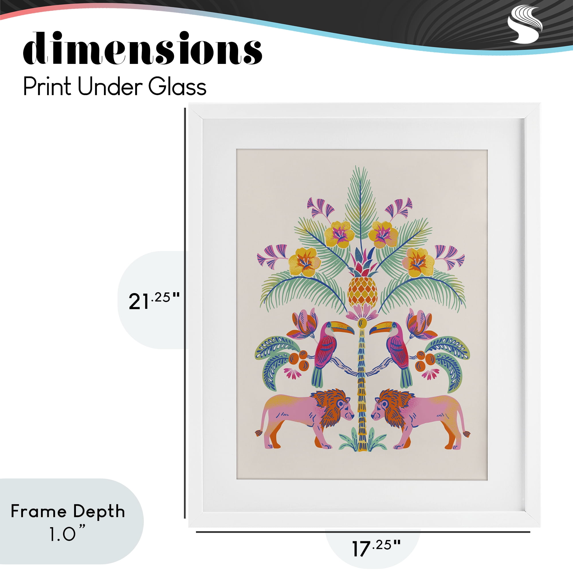 Stupell Industries King of Jungle Symmetry White Framed Print Under Glass, design by Riley Hutchens