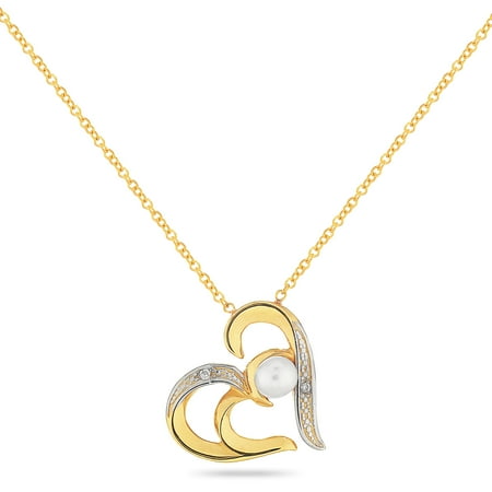 8 Inches 14k Gold Anchor - Eternal Heart 14KT Gold Sideways Heart With Pearl And Diamond Necklace 18 Inches