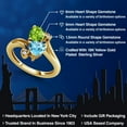 thumbnail image 2 of Gem Stone King 18K Yellow Gold Plated Silver Green Peridot Swiss Blue Topaz Ring for Women (1.81 Cttw, Heart Shape 6MM, Gemstone August Birthstone, Size 6), 2 of 6
