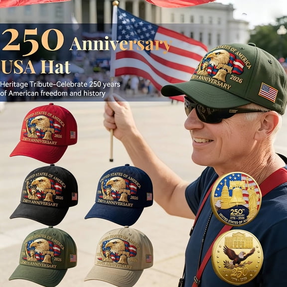 250th Anniversary Commemorative Patriotic Cap, Retro Washed Baseball Hat, Adjustable Limited Edition Tribute, Celebrate America’s Independence Keepsake