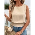 thumbnail image 4 of Womens Crew Neck Crop Tank Tops Cute Summer Sleeveless Smocked Tops  S, 4 of 9