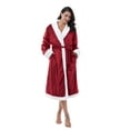 thumbnail image 3 of Women's Sherpa Bathrobe, Soft Warm Fleece Long Robe, Shawl Collar, Comfy, Full Length, 3 of 6