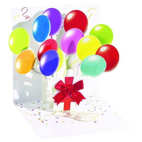 Up With Paper Balloons Pop-Up Greeting Card