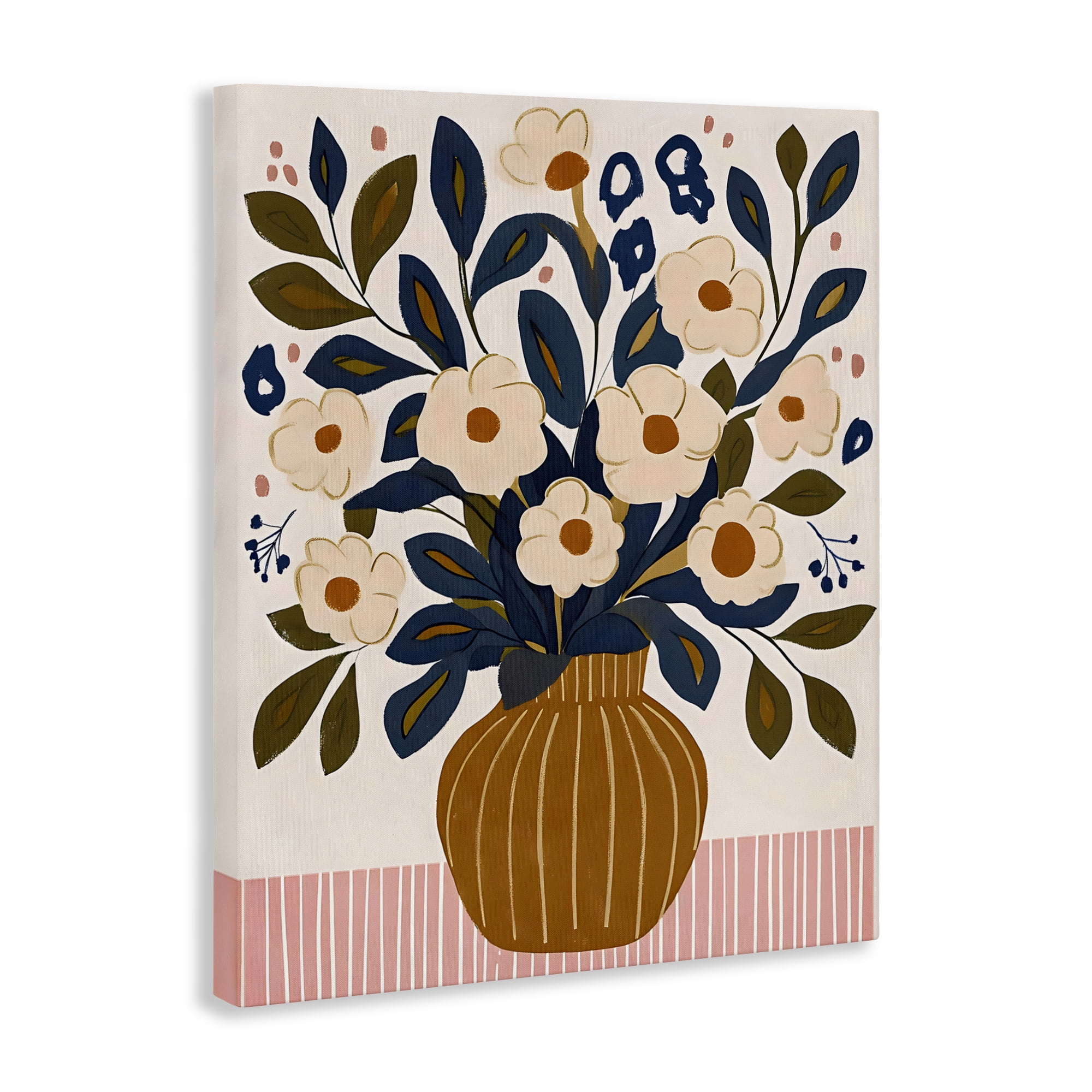 Stupell Industries Boho Floral Vase with Stripes Canvas Wall Art, design by Creative Studio