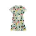 thumbnail image 4 of CCRFTGI Polo Dress for Kids Girls Size 6-7 Short Sleeve Uniform Casual Floral Print Pleated Flare Skater Polo Dresses Summer Button-Down Collar Pique Polo Dress Green 11-12 Years, 4 of 5