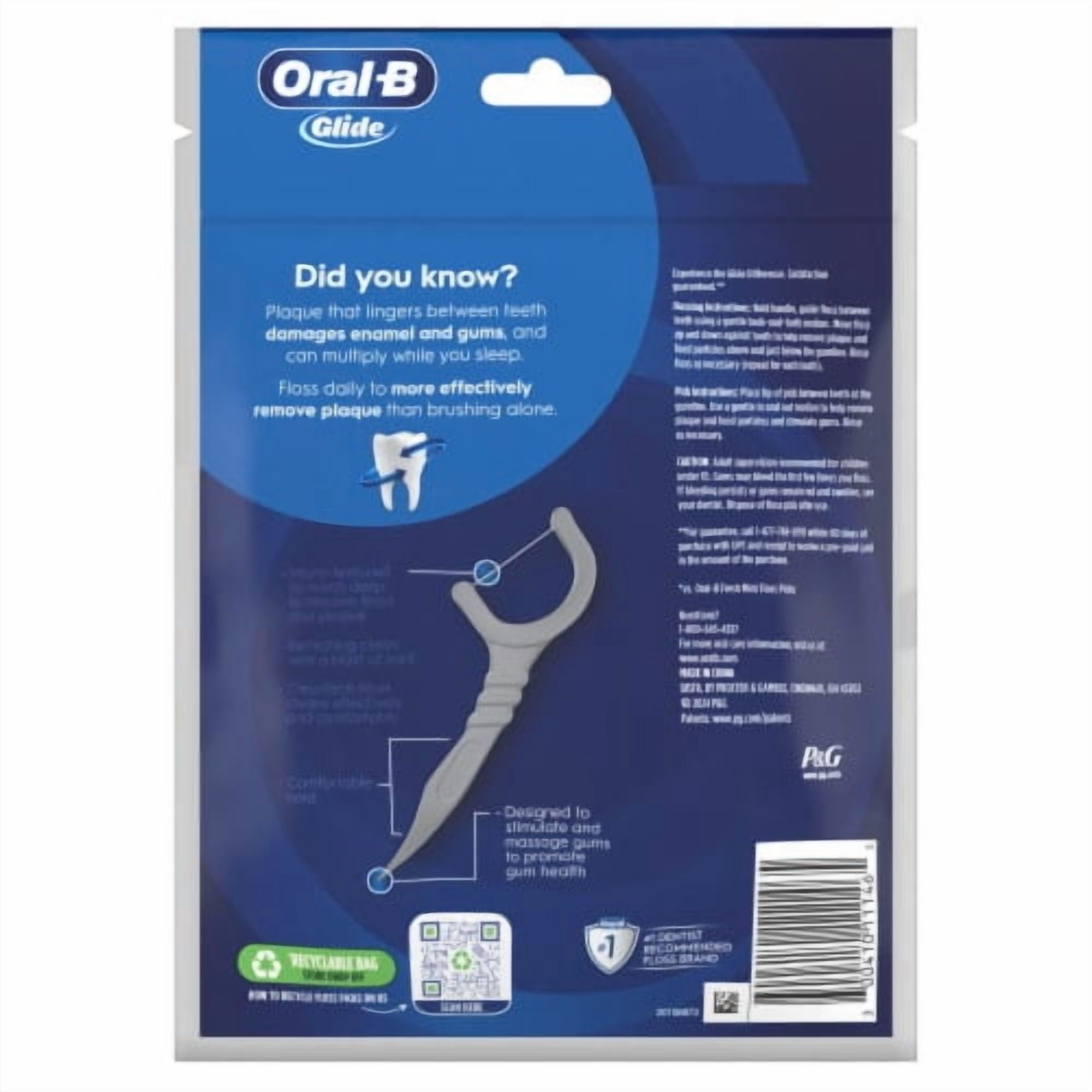 2X - Oral-B Glide Ultra Deep Clean Floss Picks, Removes Food and Plaque, Cool Mint Flavor, 75 Floss Picks