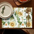 thumbnail image 4 of Sunflower Placemats Set of 6, Machine Washable Durable Linen Table Mats with Heat Resistant Boho Floral Design Featuring Rustic Butterflies and Bees for Dining, 4 of 5