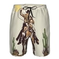 thumbnail image 3 of Cauagu Vintage Cowboy Riding Horse Print Men's Swim Trunks,Hawaiian Bathing Suit Swimsuits Beach Shorts with Pockets for Men Quick Dry Swimming Board Shorts-Small, 3 of 6