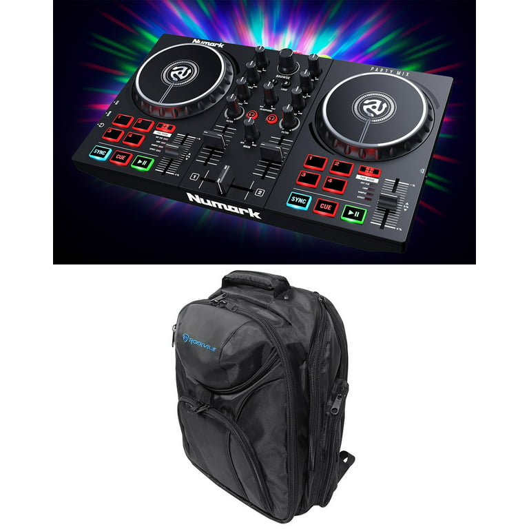Numark Party Mix II Serato DJ Controller with Light Show/2-Band EQ and  Travel Backpack